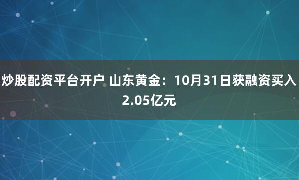 炒股配资平台开户 山东黄金：10月31日获融资买入2.05亿元